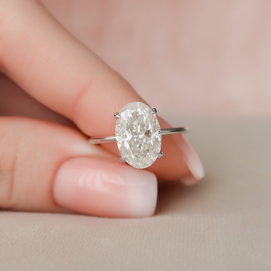 3.5 CT Oval Cut Hidden Halo Moissanite Engagement Ring 2