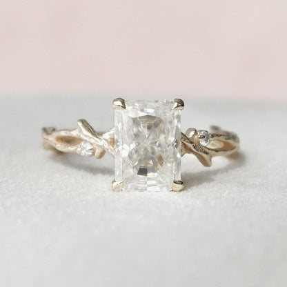 2.0 CT Radiant Cut Twig Pave Moissanite Engagement Ring 4