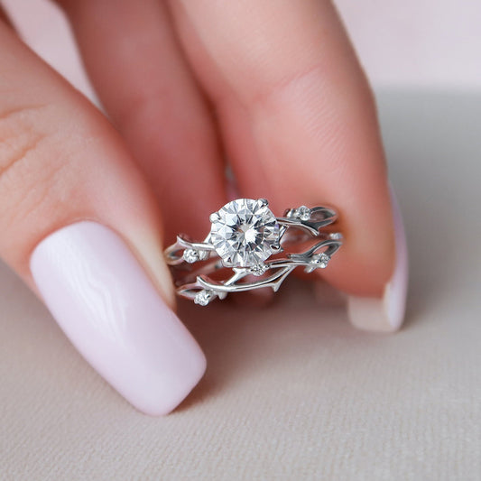 Marquise Cut Cluster Styled Lab Grown Bridal Ring Set