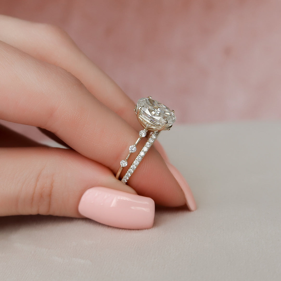 Marquise Cut Cluster Styled Lab Grown Bridal Ring Set