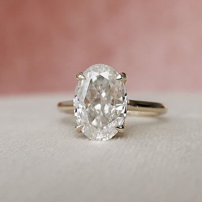 3.0 CT Oval Cut Hidden Halo Style Moissanite Engagement Ring 1