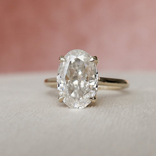 3.0 CT Oval Cut Hidden Halo Style Moissanite Engagement Ring 1