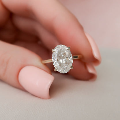 3.0 CT Oval Cut Hidden Halo Style Moissanite Engagement Ring 4