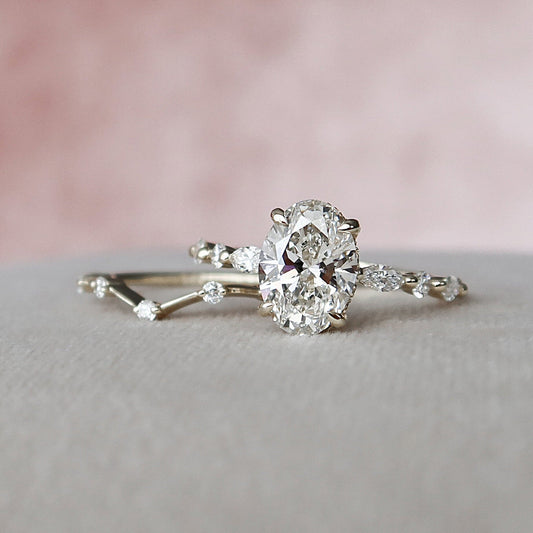 Marquise Cut Cluster Styled Lab Grown Bridal Ring Set