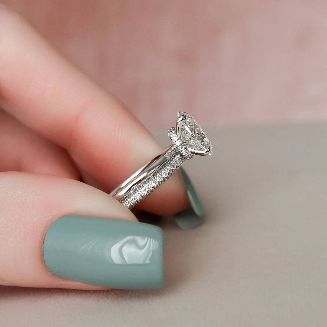 Marquise Cut Cluster Styled Lab Grown Bridal Ring Set
