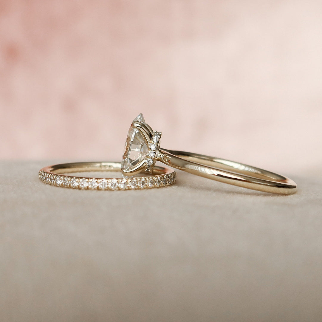 Marquise Cut Cluster Styled Lab Grown Bridal Ring Set