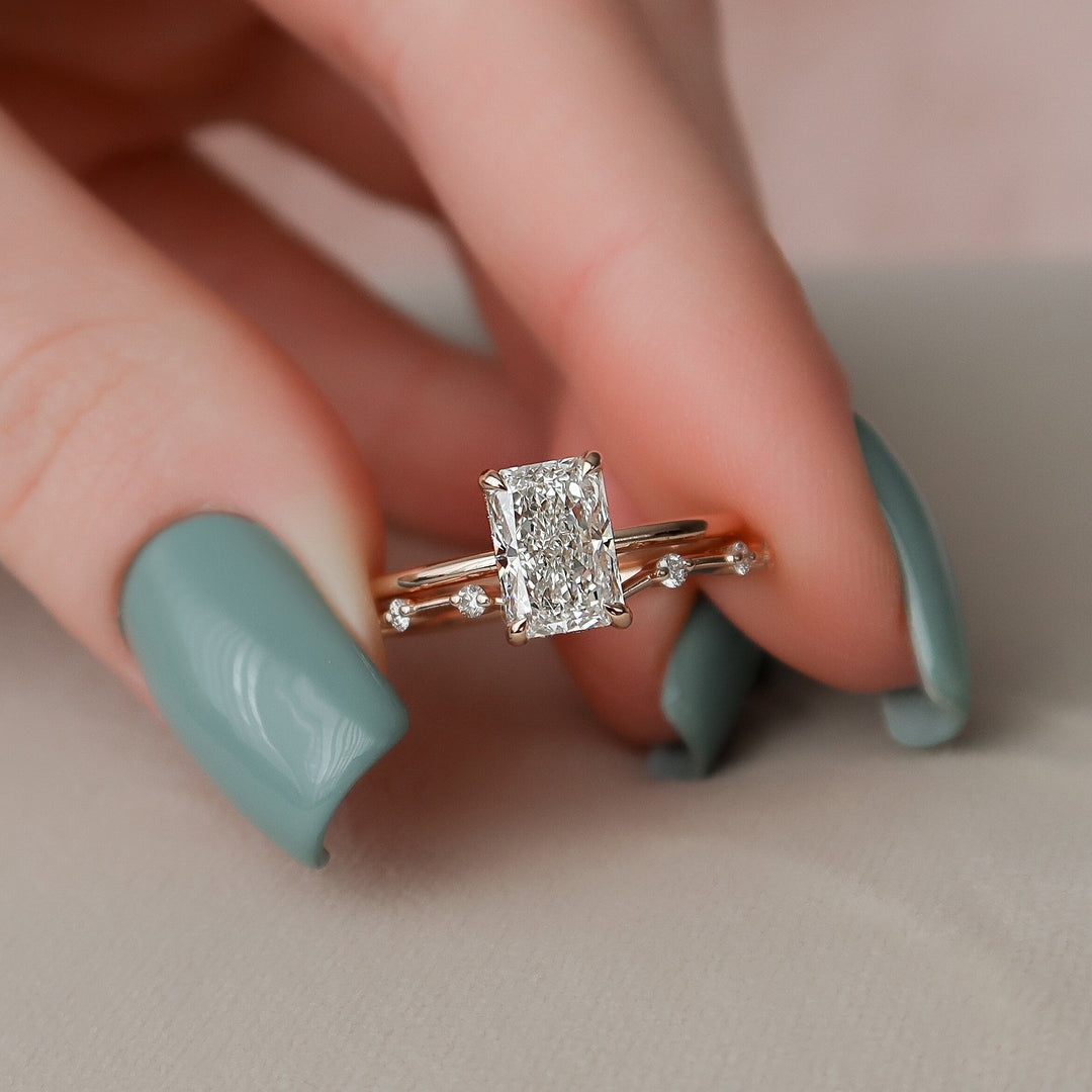 Marquise Cut Cluster Styled Lab Grown Bridal Ring Set