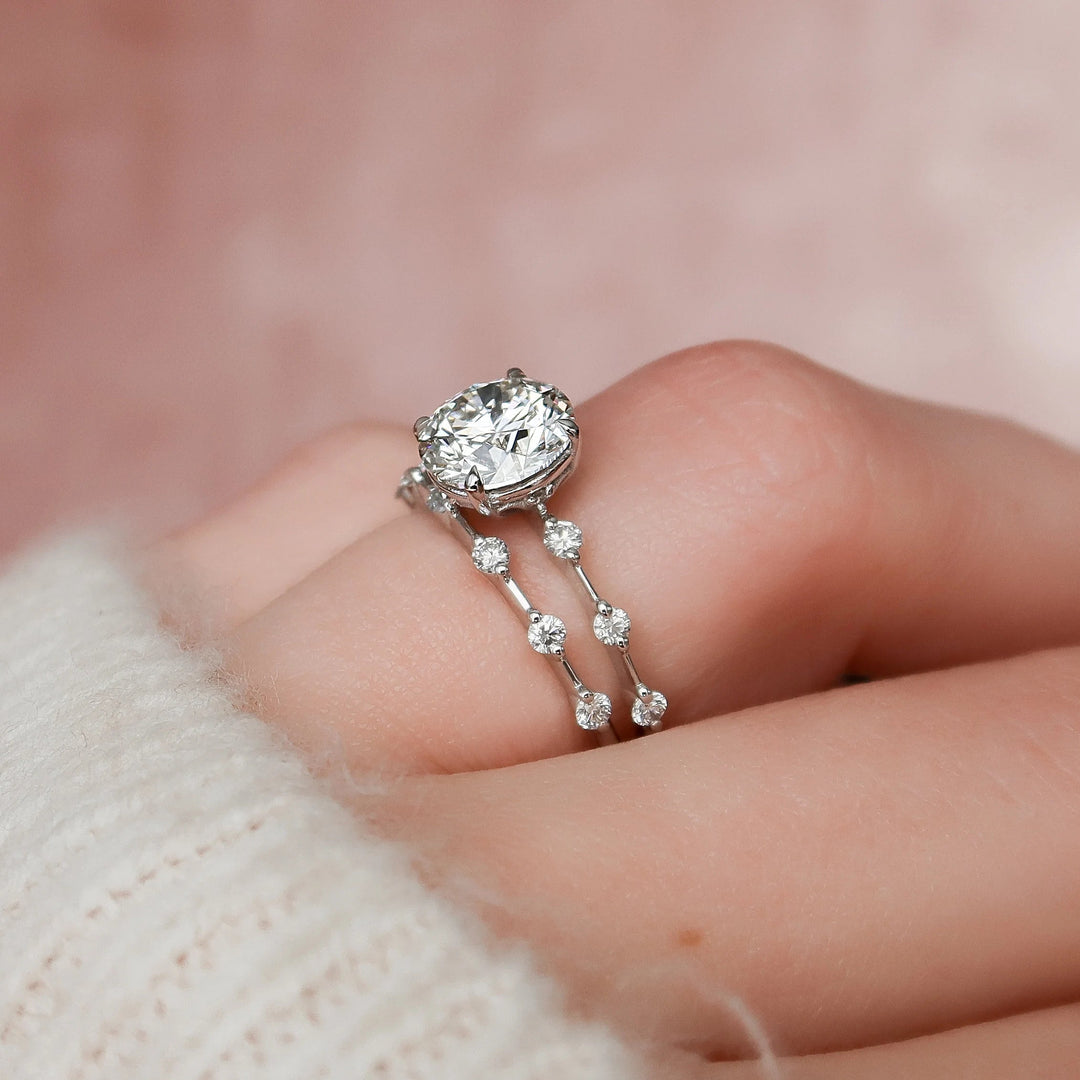 Marquise Cut Cluster Styled Lab Grown Bridal Ring Set