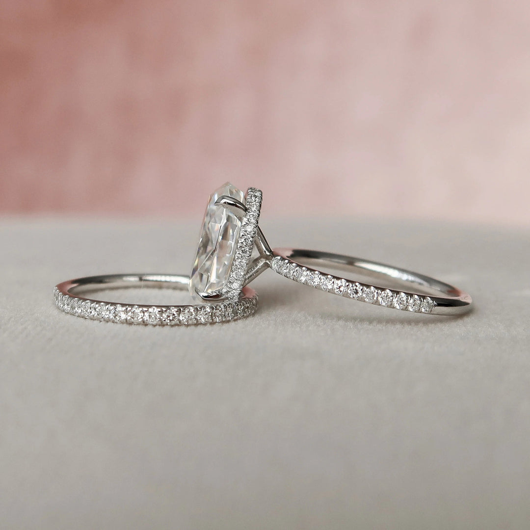 Marquise Cut Cluster Styled Lab Grown Bridal Ring Set