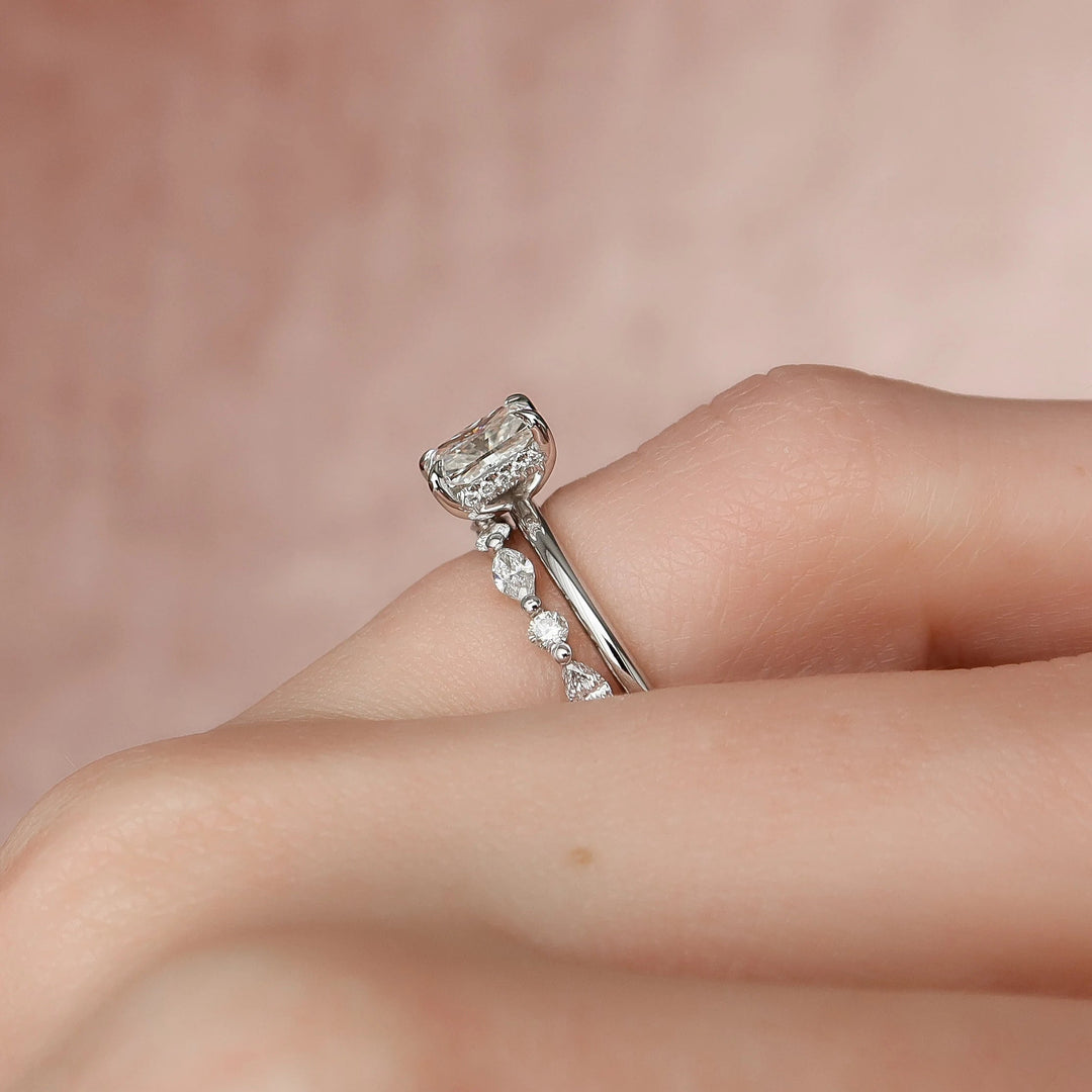 Marquise Cut Cluster Styled Lab Grown Bridal Ring Set