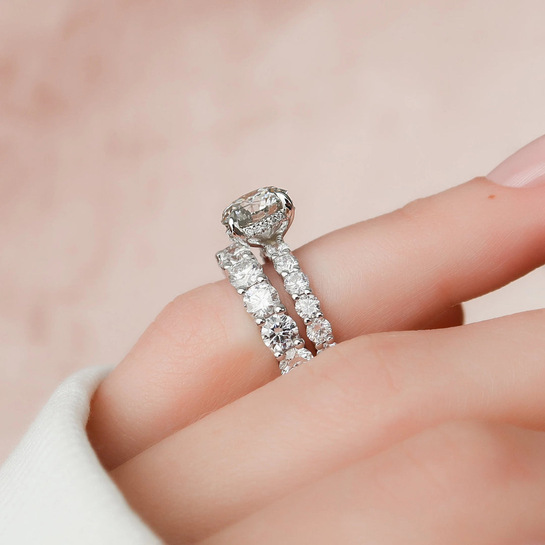 Marquise Cut Cluster Styled Lab Grown Bridal Ring Set