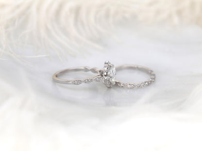 1.7 CT Cushion Cut Floral Halo & Pave Moissanite Bridal Ring Set