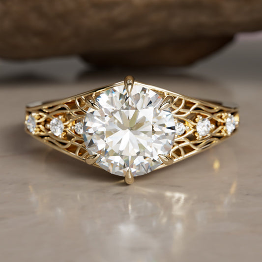 Marquise Shaped Three Stone Lab Grown Diamond Engagement Ring