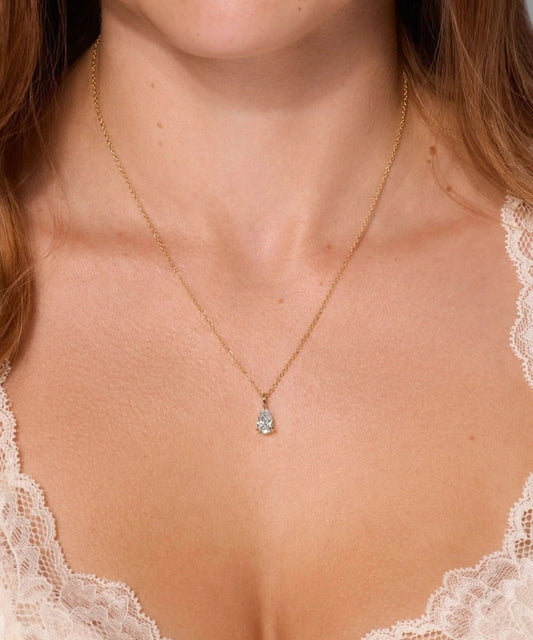 Pear Solitaire Necklace