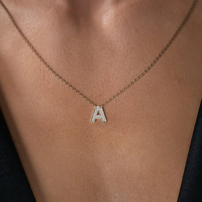 Initial Diamond Pendant Necklace