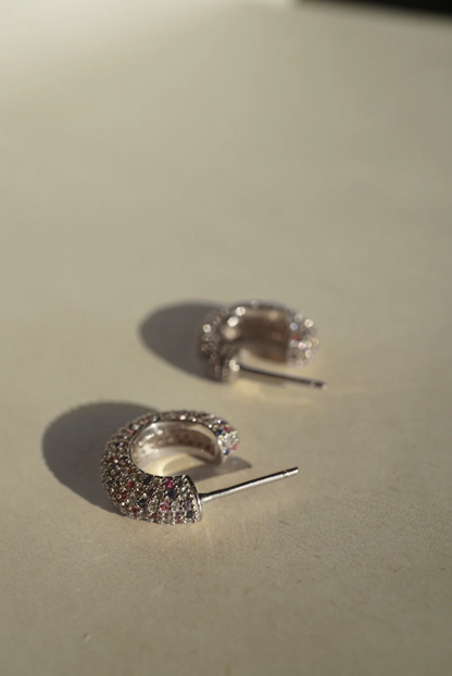 Macaroni Hoop Earrings with Sapphires