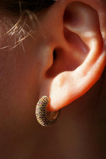 Macaroni Hoop Earrings with Sapphires