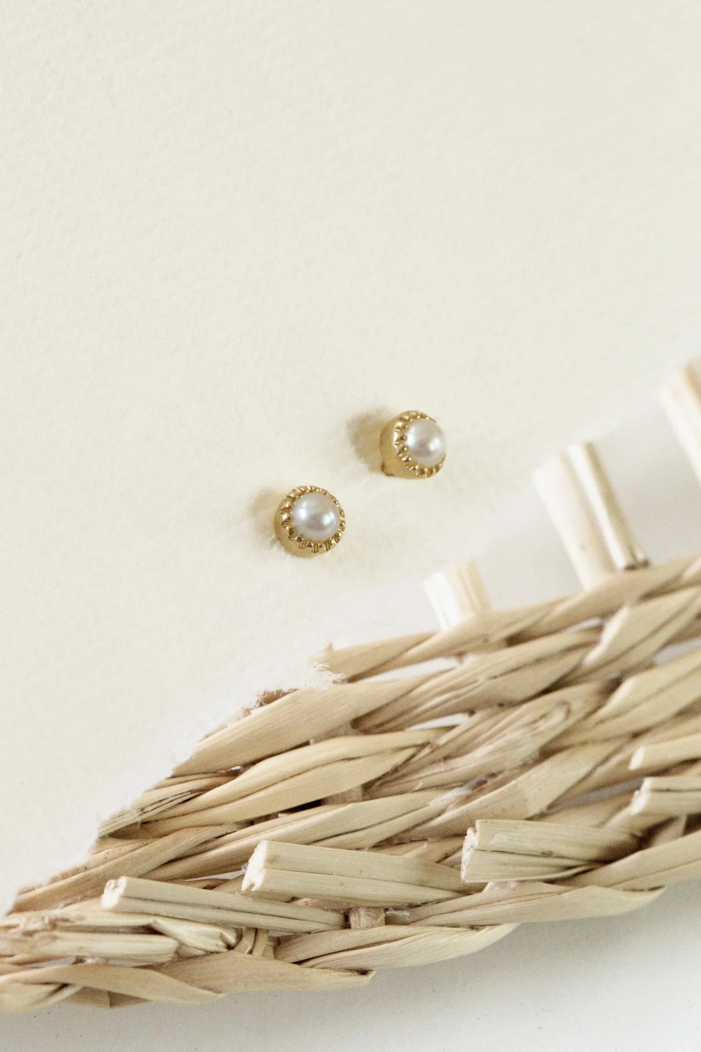 Pearl Milgrain Bezel Stud Earrings