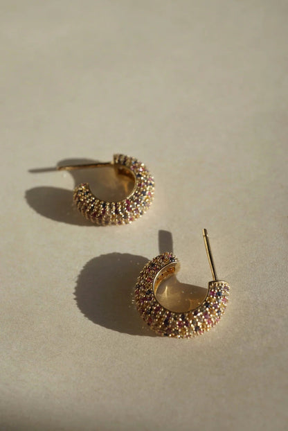 Macaroni Hoop Earrings with Sapphires