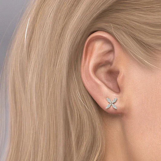 Round Clover Stud Earrings