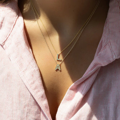 Initial Diamond Pendant Necklace