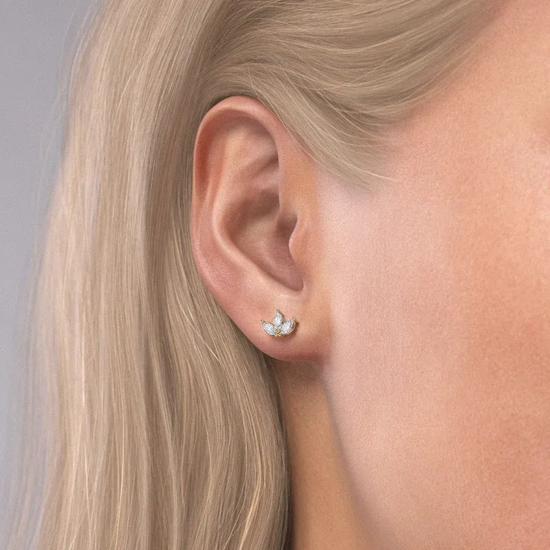 Three Stone Studs Earrings