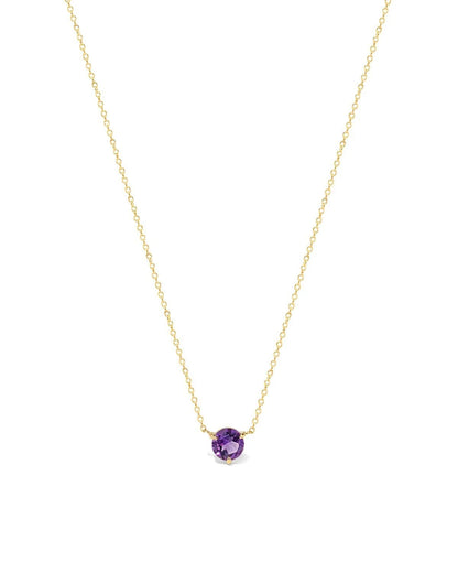 Round Solitaire Amethyst Gemstone Necklace
