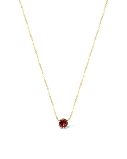 Round Solitaire Garnet Gemstone Necklace