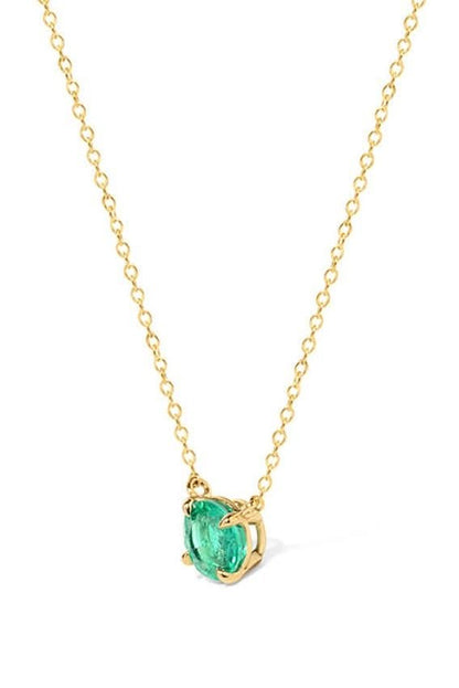 Round Solitaire Emerald Gemstone Necklace