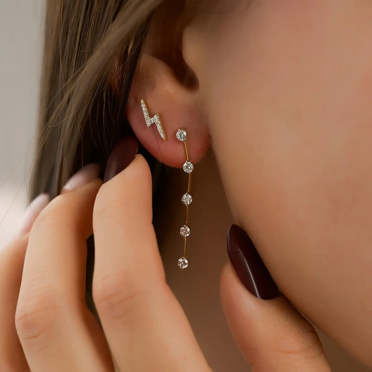 Lightning Bolt Stud Earrings
