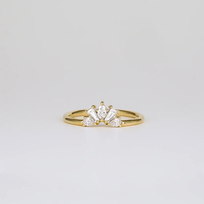 0.35 TCW Pear, Marquise & Tapered Baguette Shaped Five Stone Moissanite Wedding Band