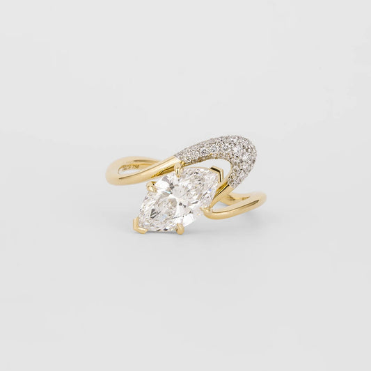 1.5 CT Oval Shaped Pave Moissanite Engagement Ring
