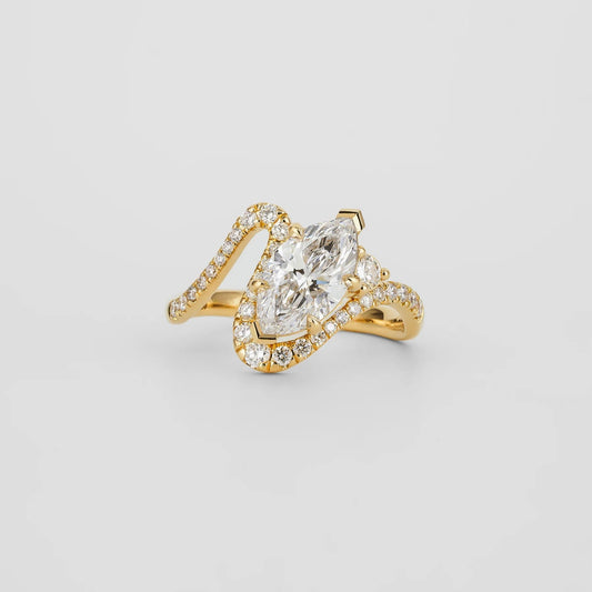 2.5 CT Marquise Shaped Pave Moissanite Engagement Ring