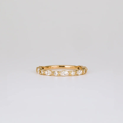 0.2 TCW Round & Marquise Shaped Half Eternity Moissanite Wedding Band