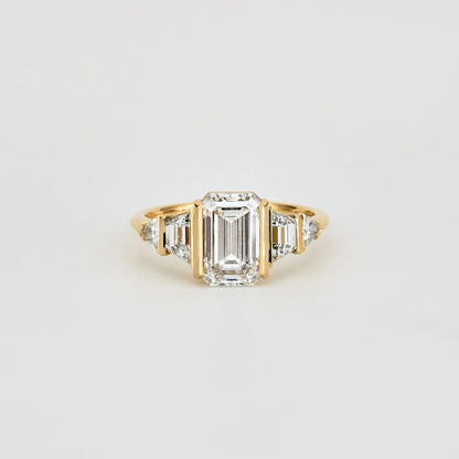 2.5 CT Emerald Shaped Cluster Moissanite Engagement Ring