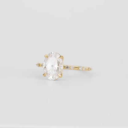 1.5 CT Oval Shaped Dainty Moissanite Engagement Ring