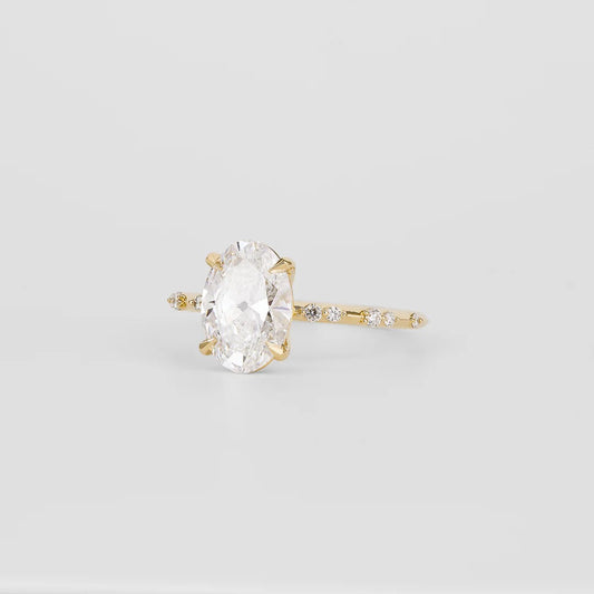 1.5 CT Oval Shaped Dainty Moissanite Engagement Ring