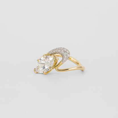 1.5 CT Oval Shaped Pave Moissanite Engagement Ring