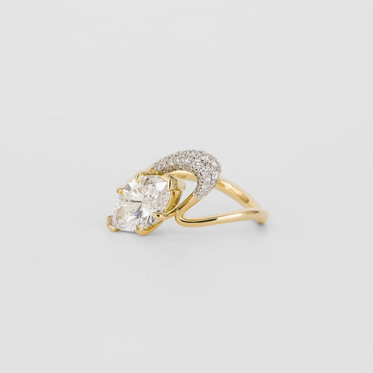 1.5 CT Oval Shaped Pave Moissanite Engagement Ring