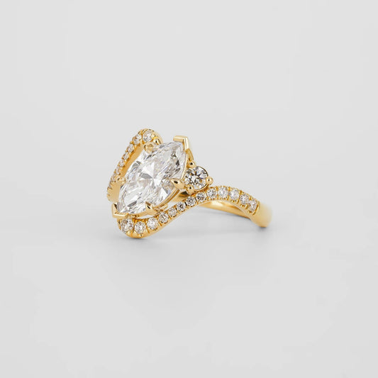 2.5 CT Marquise Shaped Pave Moissanite Engagement Ring