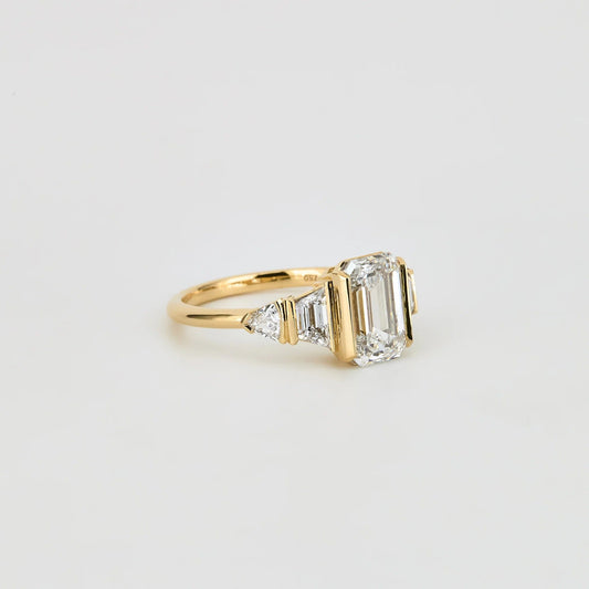 2.5 CT Emerald Shaped Cluster Moissanite Engagement Ring