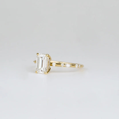 1.01 CT Emerald Shaped Dainty Moissanite Engagement Ring