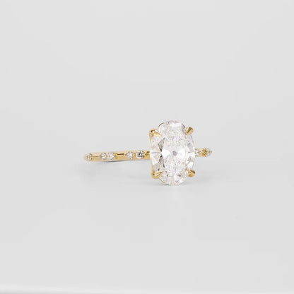 1.5 CT Oval Shaped Dainty Moissanite Engagement Ring