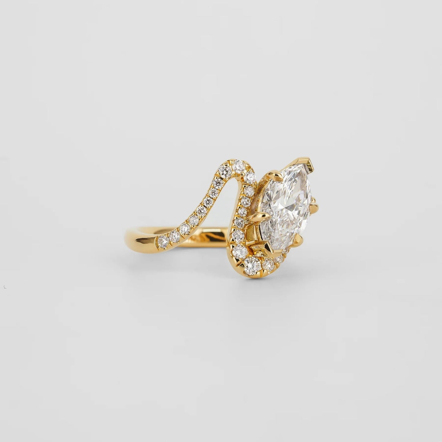 2.5 CT Marquise Shaped Pave Moissanite Engagement Ring