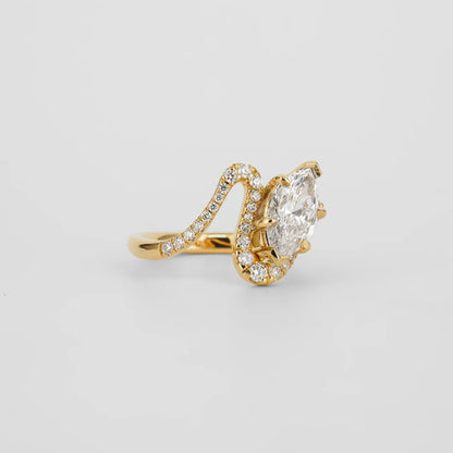 2.5 CT Marquise Shaped Pave Moissanite Engagement Ring