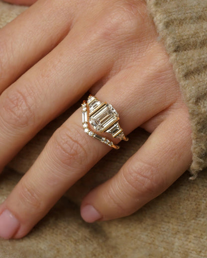 2.5 CT Emerald Shaped Cluster Moissanite Engagement Ring