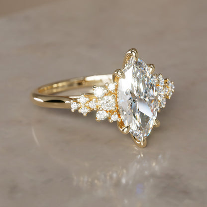 Marquise Shaped Three Stone Lab Grown Diamond Engagement Ring