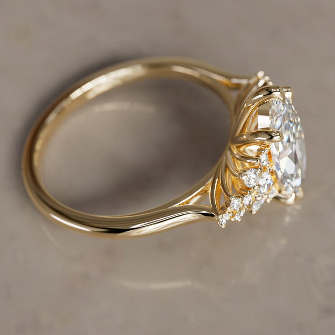 Marquise Shaped Three Stone Lab Grown Diamond Engagement Ring