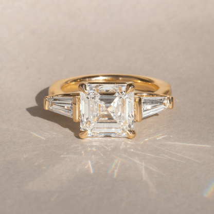 Marquise Shaped Three Stone Lab Grown Diamond Engagement Ring