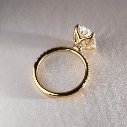 Marquise Shaped Three Stone Lab Grown Diamond Engagement Ring